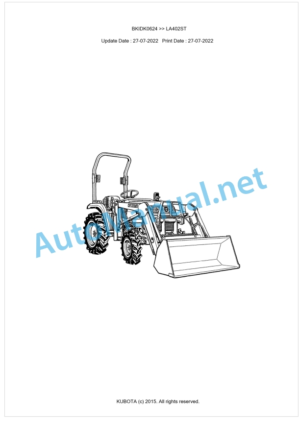Kubota LA402ST Parts Manual PDF BKIDK0624 1 Kubota LA402ST Parts Manual PDF BKIDK0624