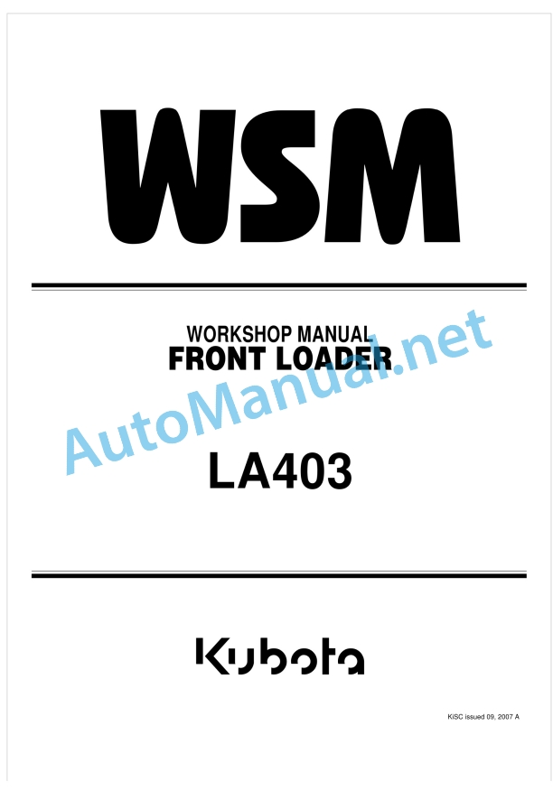 Kubota LA403 Front Loader Workshop Manual PDF