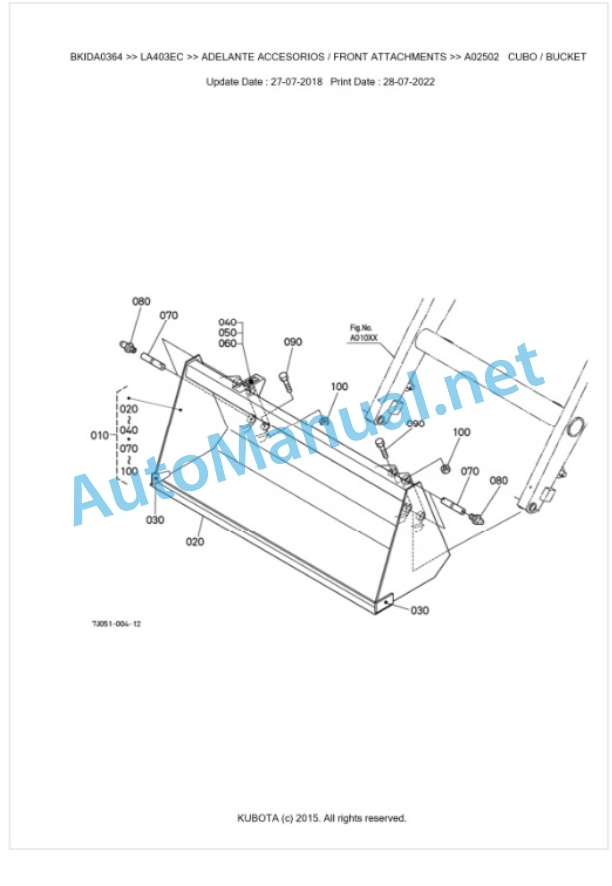 Kubota LA403EC Parts Manual PDF BKIDA0364-2