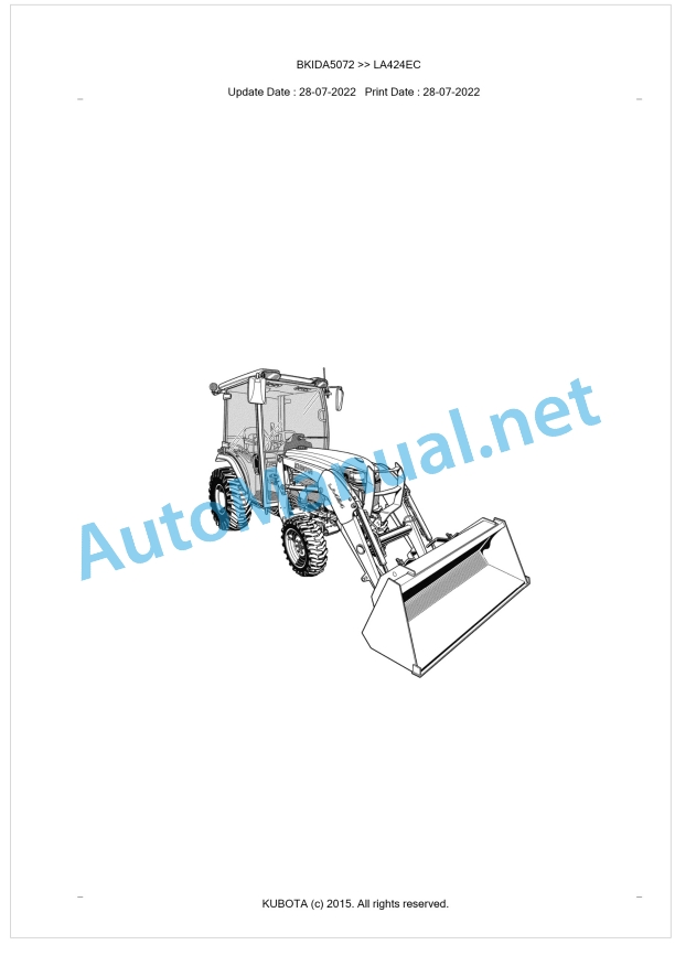 Kubota LA424EC Parts Manual PDF BKIDA5072 1 Kubota LA424EC Parts Manual PDF BKIDA5072
