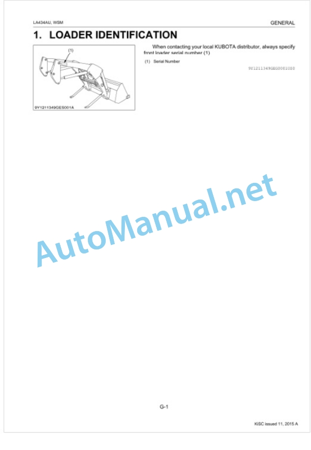 Kubota LA434AU Front Loader Workshop Manual PDF-2
