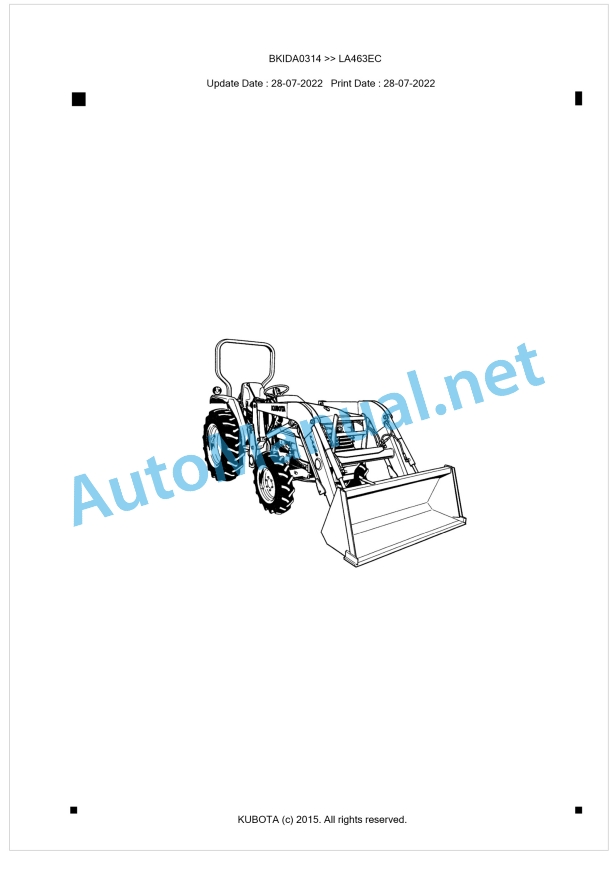 Kubota LA463EC Parts Manual PDF BKIDA0314
