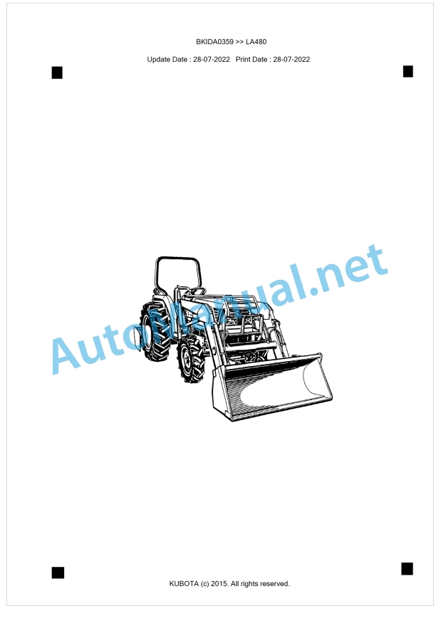 Kubota LA480 Parts Manual PDF BKIDA0359 1 Kubota LA480 Parts Manual PDF BKIDA0359