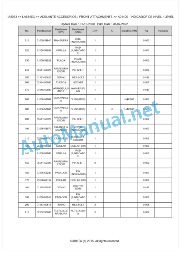 Kubota LA534EC Parts Manual PDF BKIDA5073 2 Kubota LA534EC Parts Manual PDF BKIDA5073-2