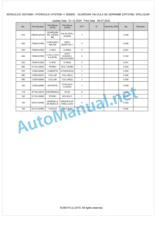 Kubota LA534EC Parts Manual PDF BKIDA5073 3 Kubota LA534EC Parts Manual PDF BKIDA5073-3