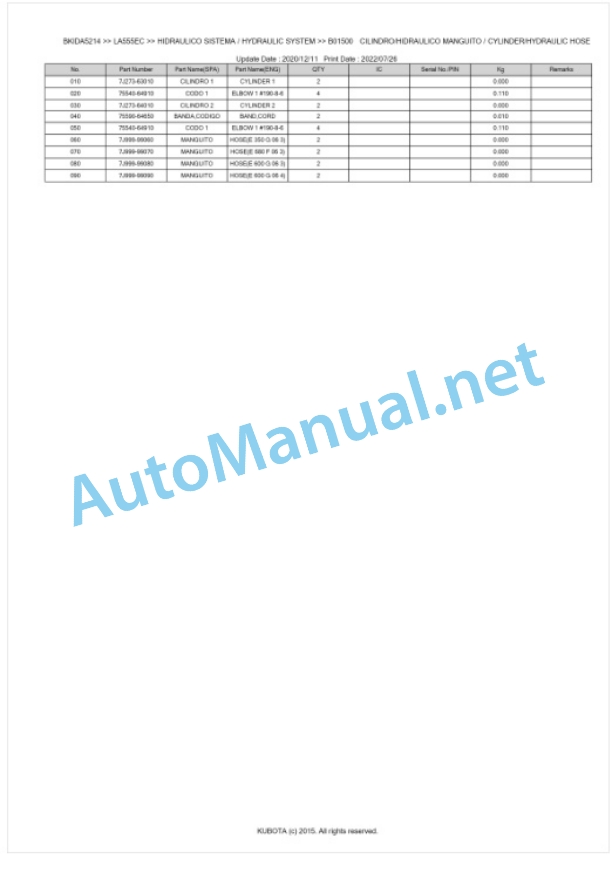 Kubota LA555EC Parts Manual PDF BKIDA5214 3 Kubota LA555EC Parts Manual PDF BKIDA5214-3