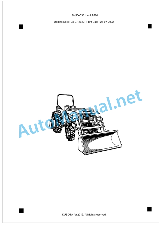 Kubota LA680 Parts Manual PDF BKIDA0361 1 Kubota LA680 Parts Manual PDF BKIDA0361