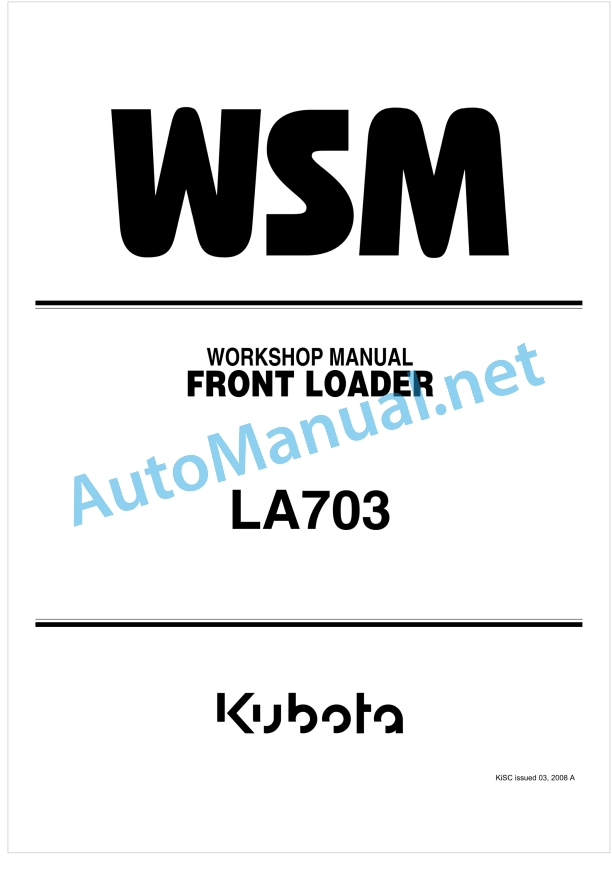 Kubota LA703 Front Loader Workshop Manual PDF