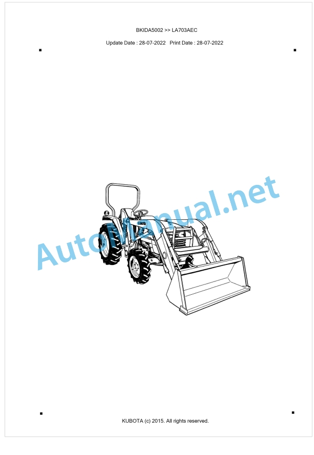 Kubota LA703AEC Parts Manual PDF BKIDA5002 1 Kubota LA703AEC Parts Manual PDF BKIDA5002