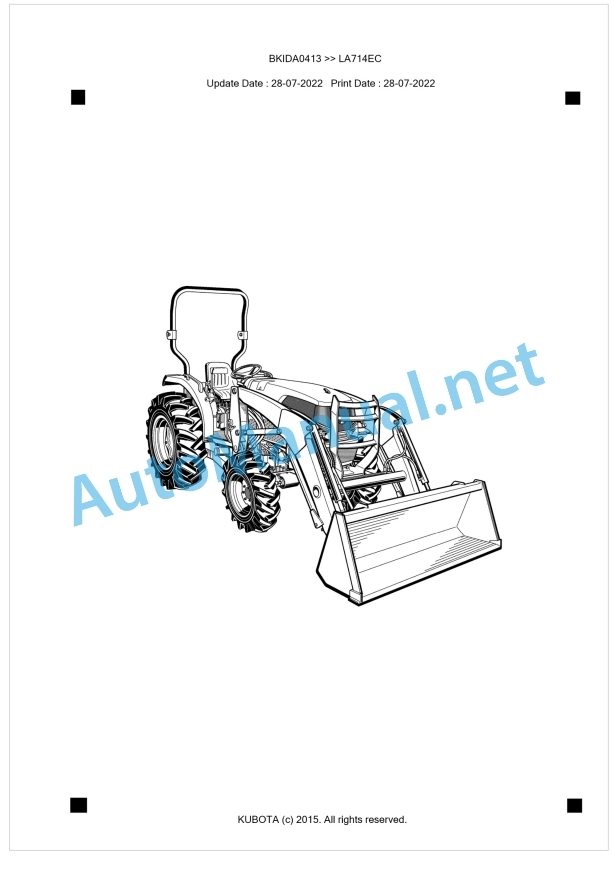 Kubota LA714EC Parts Manual PDF BKIDA0413 1 Kubota LA714EC Parts Manual PDF BKIDA0413