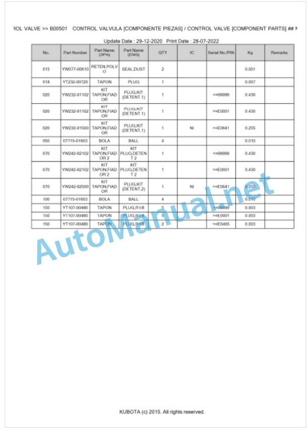 Kubota LA854EC Parts Manual PDF BKIDA0414 3 Kubota LA854EC Parts Manual PDF BKIDA0414-3