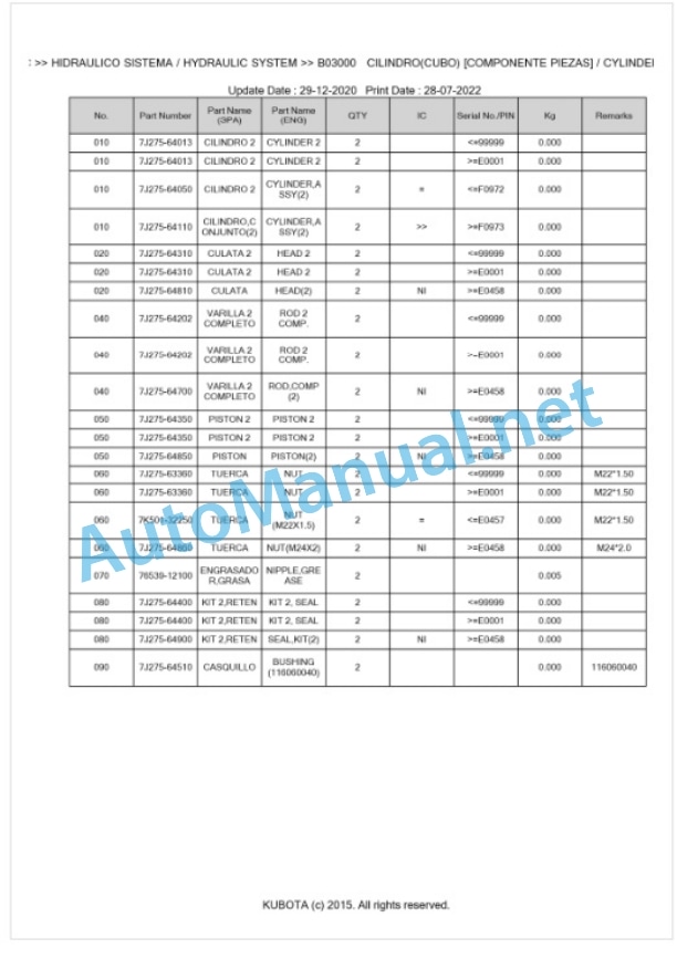 Kubota LA854EC Parts Manual PDF BKIDA0414 4 Kubota LA854EC Parts Manual PDF BKIDA0414-4