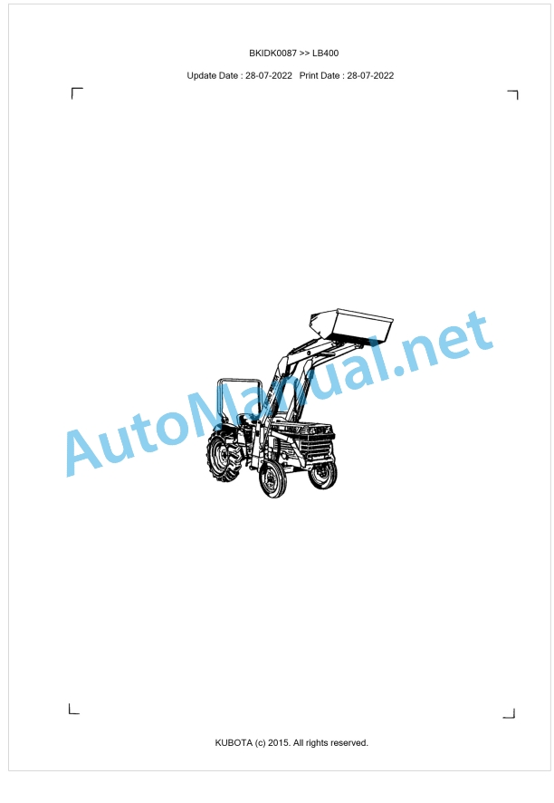 Kubota LB400 Parts Manual PDF BKIDA0087 1 Kubota LB400 Parts Manual PDF BKIDA0087