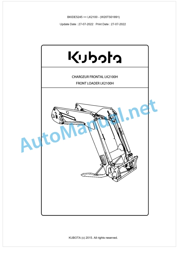 Kubota LK2100 Parts Manual PDF BKIDE5245 1 Kubota LK2100 Parts Manual PDF BKIDE5245