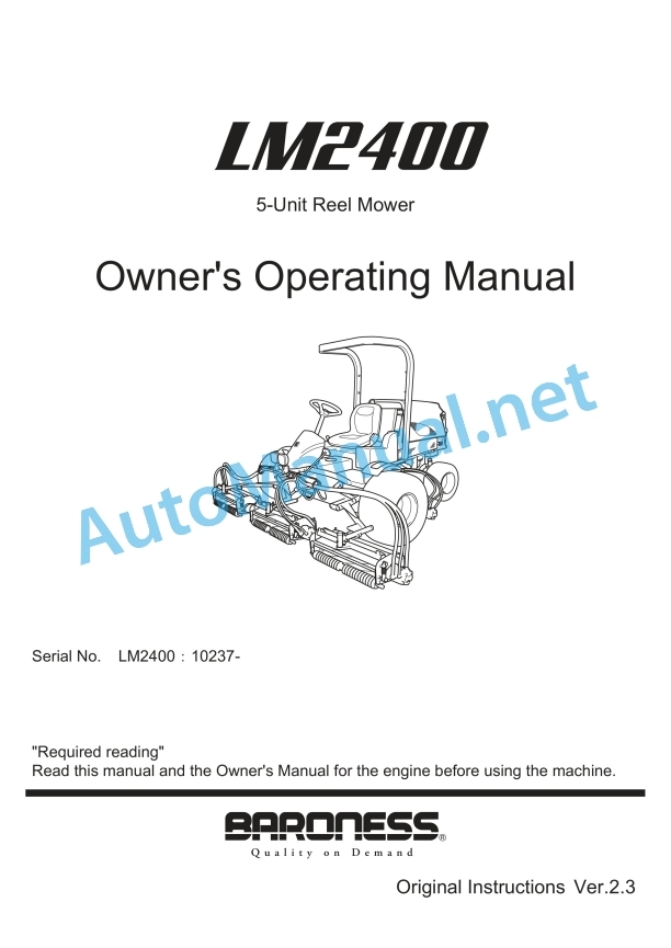 Kubota LM2400 5-Unit Reel Mower Operators Manual PDF