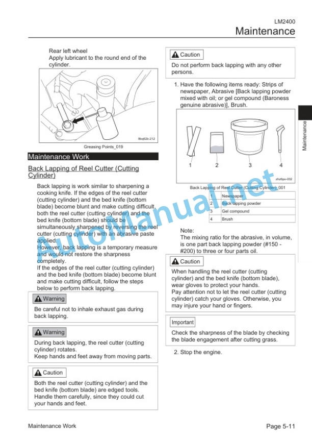 Kubota LM2400 5-Unit Reel Mower Operators Manual PDF 5 Kubota LM2400 5-Unit Reel Mower Operators Manual PDF - Image 5