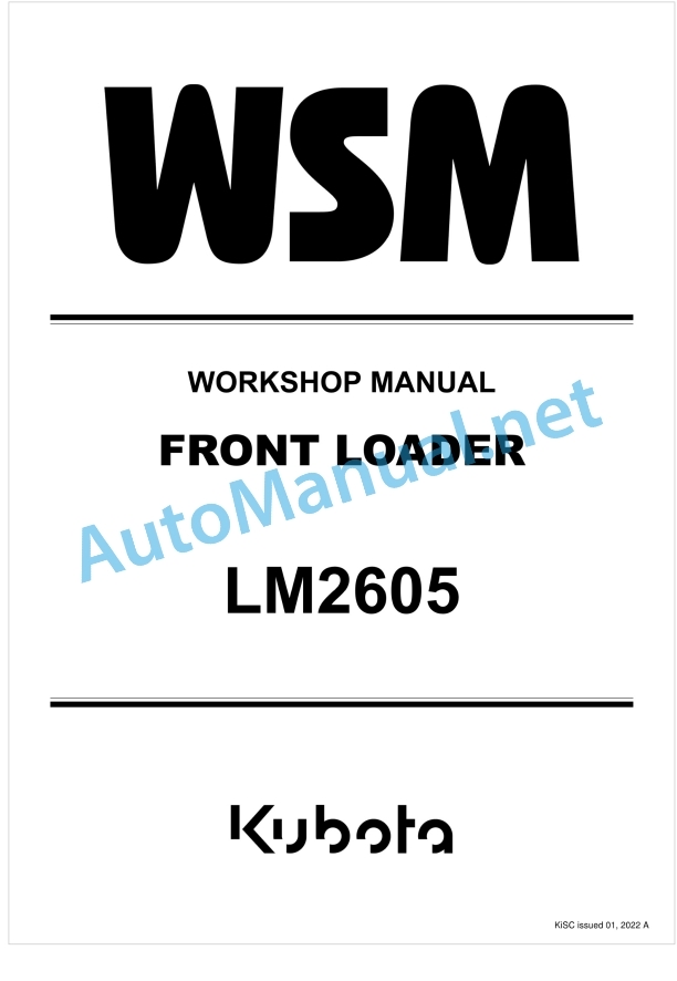 Kubota LM2605 Front Loader Workshop Manual PDF