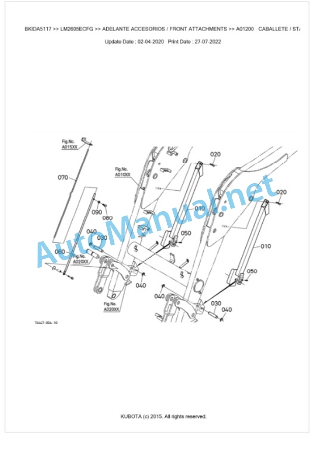 Kubota LM2605ECFG Parts Manual PDF BKIDA5117 2 Kubota LM2605ECFG Parts Manual PDF BKIDA5117-2