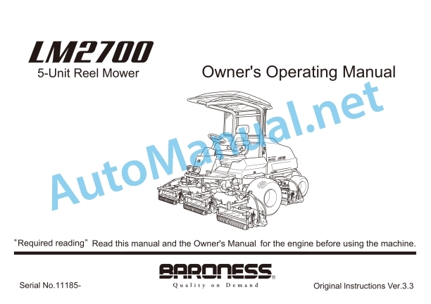Kubota LM2700 5-Unit Reel Mower Operators Manual PDF