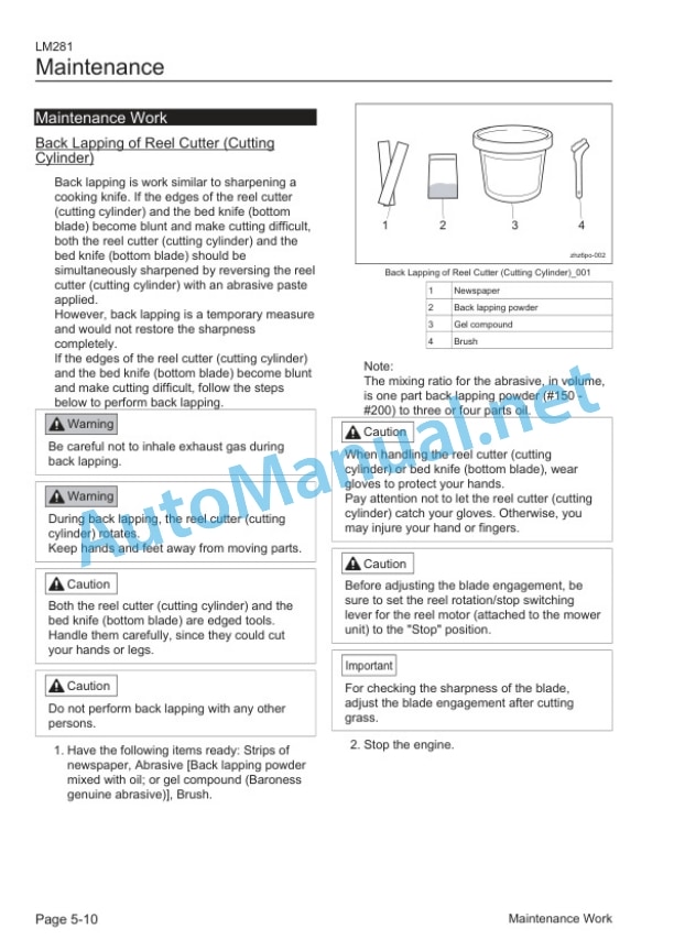 Kubota LM281 3-Unit Reel Mower Operators Manual PDF 5 Kubota LM281 3-Unit Reel Mower Operators Manual PDF - Image 5