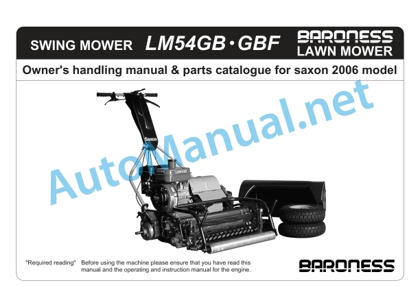Kubota LM54GB, LM54GBF Swing Mower Operators Manual PDF