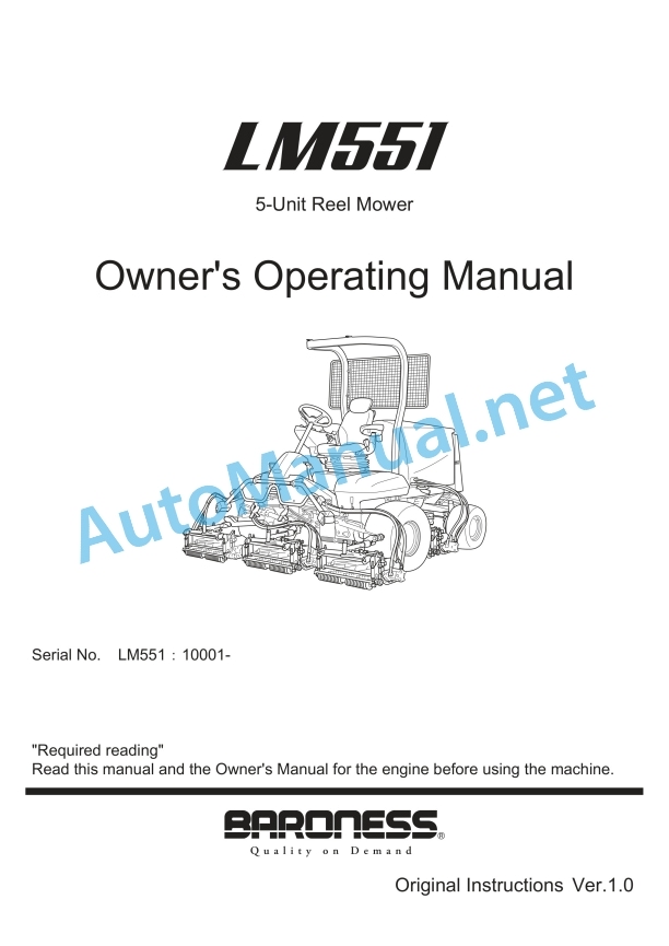 Kubota LM551 5-Unit Reel Mower Operators Manual PDF
