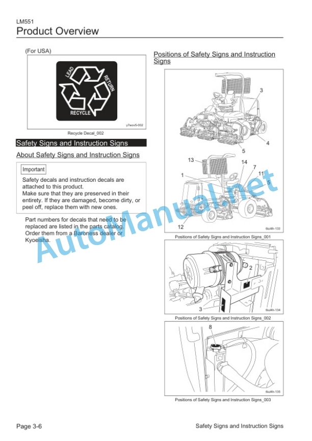 Alternative view of Kubota LM551 5-Unit Reel Mower Operators Manual PDF