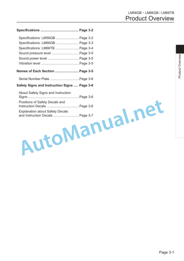 Alternative view of Kubota LM56GB, LM66GB, LM66TB Green Tee Mower Operators Manual PDF