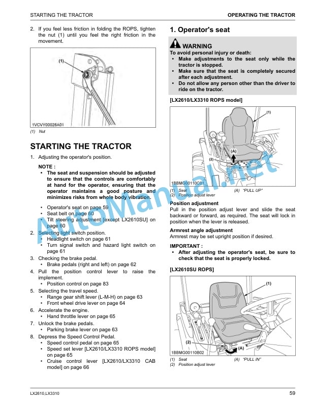 Kubota LX2610, LX2610SU, LX3310 Tractor Operators Manual PDF 3 Kubota LX2610, LX2610SU, LX3310 Tractor Operators Manual PDF - Image 3