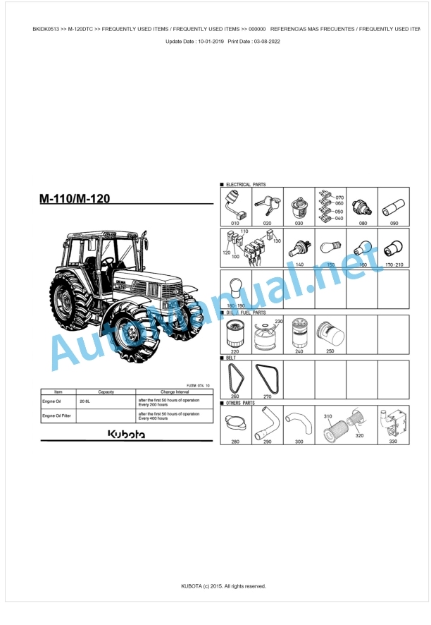 Kubota M-110, M-120 Parts Manual PDF BKIDK0513 1 Kubota M-110, M-120 Parts Manual PDF BKIDK0513
