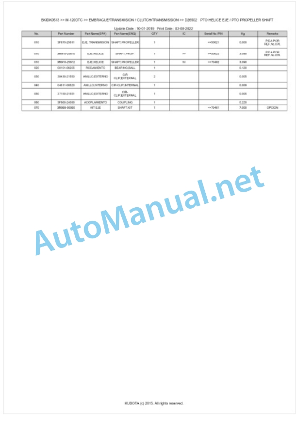 Kubota M-110, M-120 Parts Manual PDF BKIDK0513 3 Kubota M-110, M-120 Parts Manual PDF BKIDK0513-3