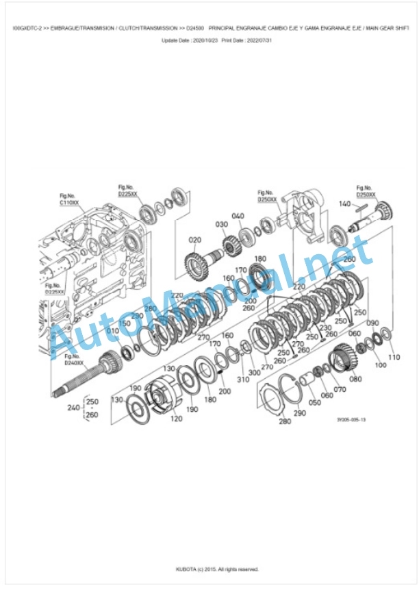 Kubota M100GX-2, M110GX-2 Parts Manual PDF BKIDK5129-3
