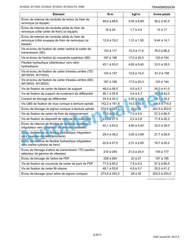 Kubota M100GX, M110GX, M126GX, M135GX, M135GX-FS Tractor Workshop Manual PDF FR 3 Kubota M100GX, M110GX, M126GX, M135GX, M135GX-FS Tractor Workshop Manual PDF FR - Image 3