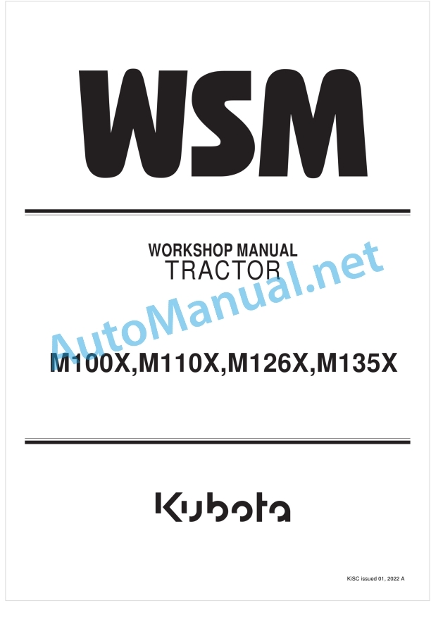 Kubota M100X, M110X, M126X, M135X Tractor Workshop Manual PDF