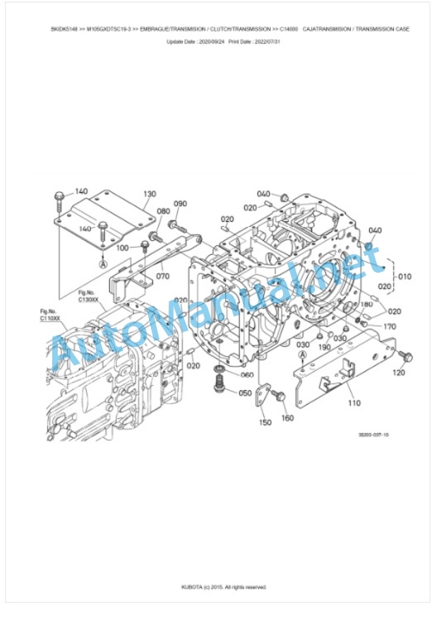 Kubota M105GX-3 Parts Manual PDF BKIDK5148-2