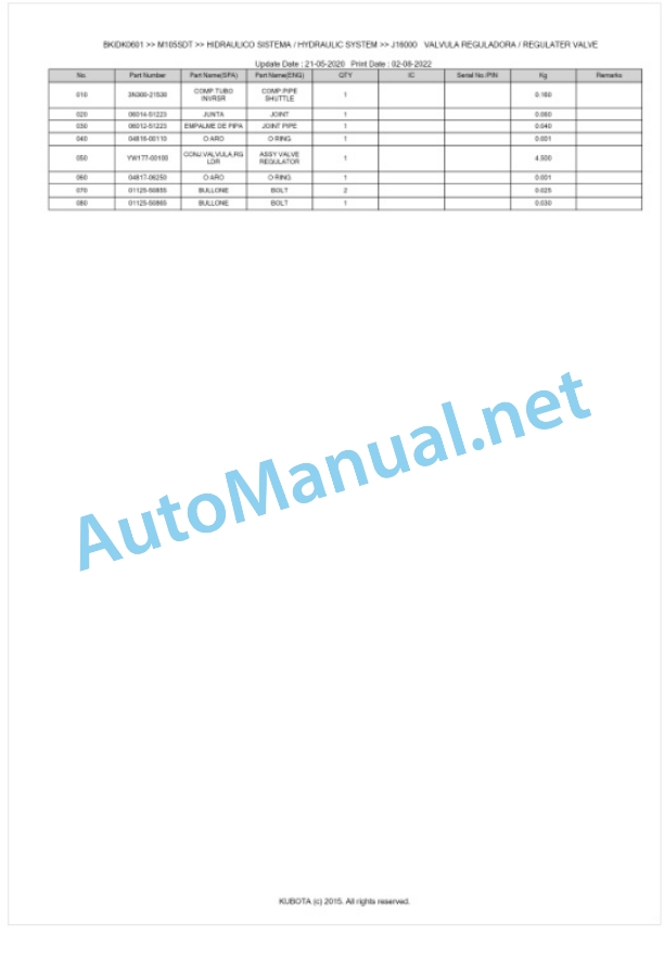 Kubota M105SDT Parts Manual PDF BKIDK0601 4 Kubota M105SDT Parts Manual PDF BKIDK0601-4