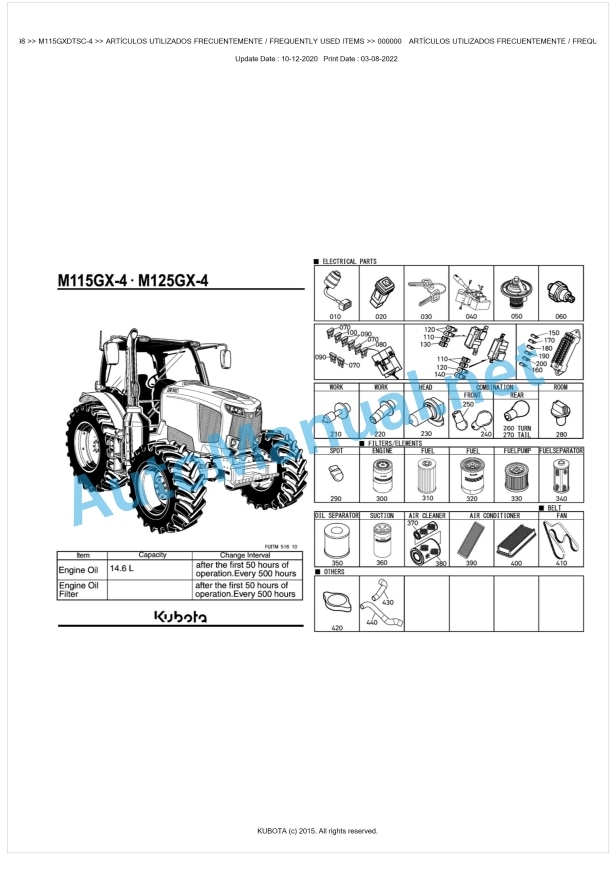 Kubota M115GX-4, M125GX-4 Parts Manual PDF BKIDK5298 1 Kubota M115GX-4, M125GX-4 Parts Manual PDF BKIDK5298