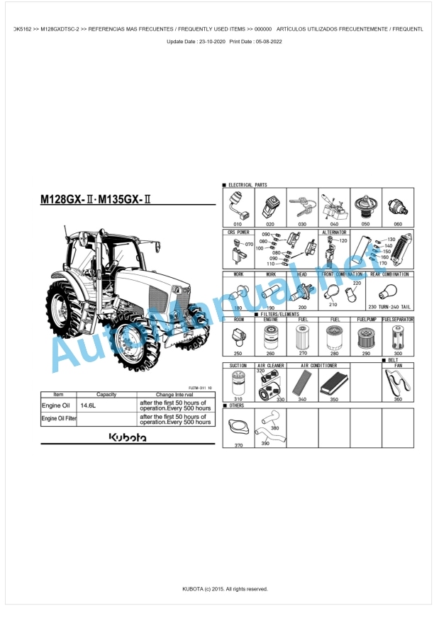 Kubota M128GX-2, M135GX-2 Parts Manual PDF BKIDK5162 1 Kubota M128GX-2, M135GX-2 Parts Manual PDF BKIDK5162