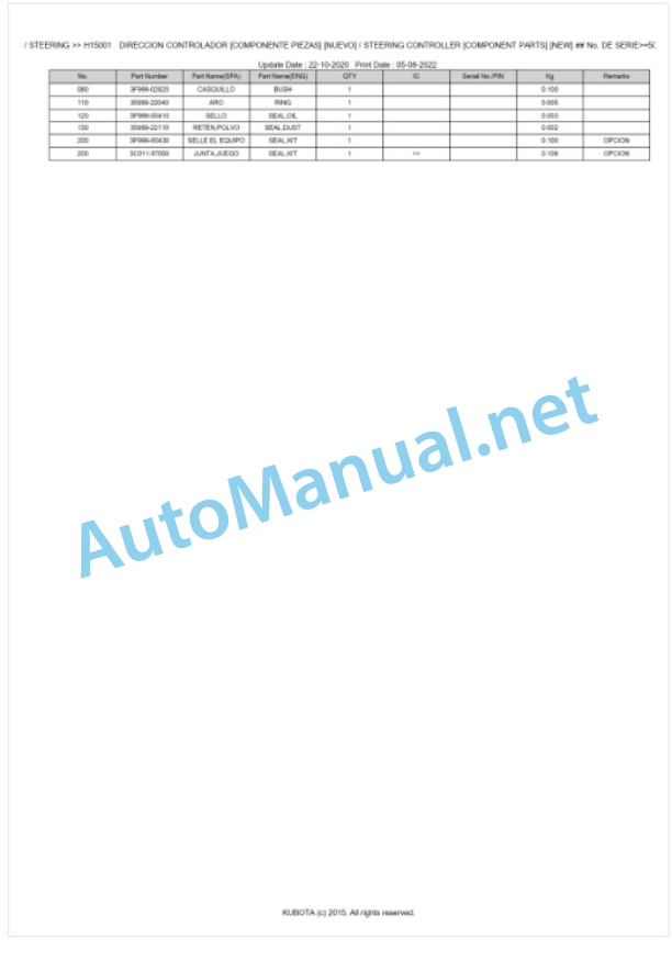 Kubota M128XDTC Parts Manual PDF BKIDK0655 4 Kubota M128XDTC Parts Manual PDF BKIDK0655-4
