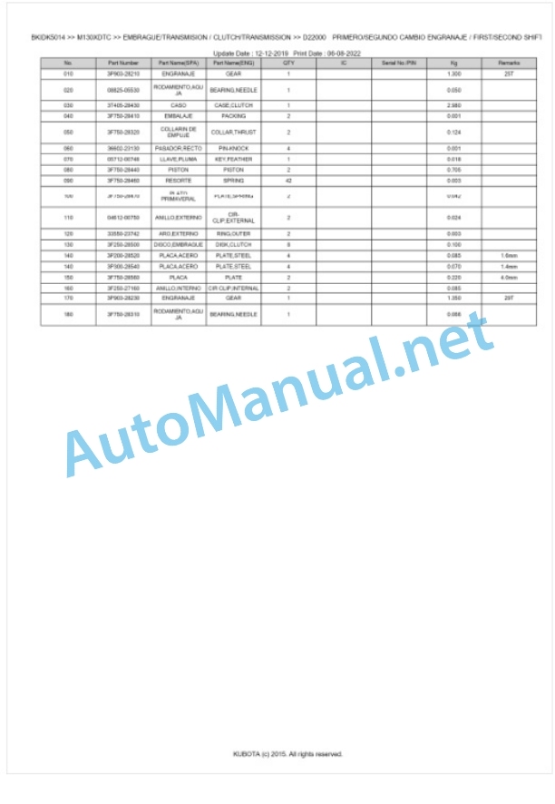 Kubota M130XDTC Parts Manual PDF BKIDK5014 3 Kubota M130XDTC Parts Manual PDF BKIDK5014-3