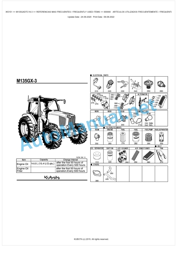 Kubota M135GX-3 Parts Manual PDF BKIDK5151 1 Kubota M135GX-3 Parts Manual PDF BKIDK5151