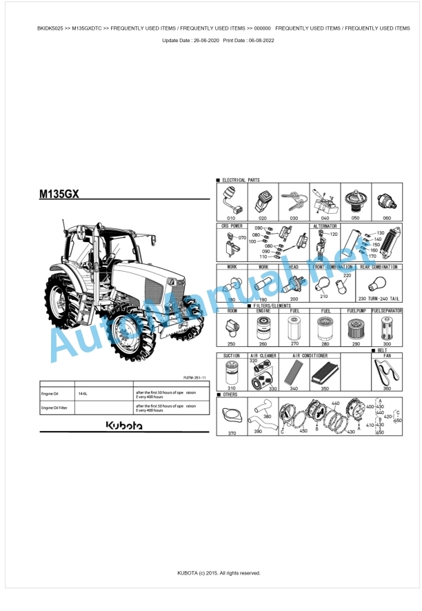 Kubota M135GX Parts Manual PDF BKIDK5025 1 Kubota M135GX Parts Manual PDF BKIDK5025