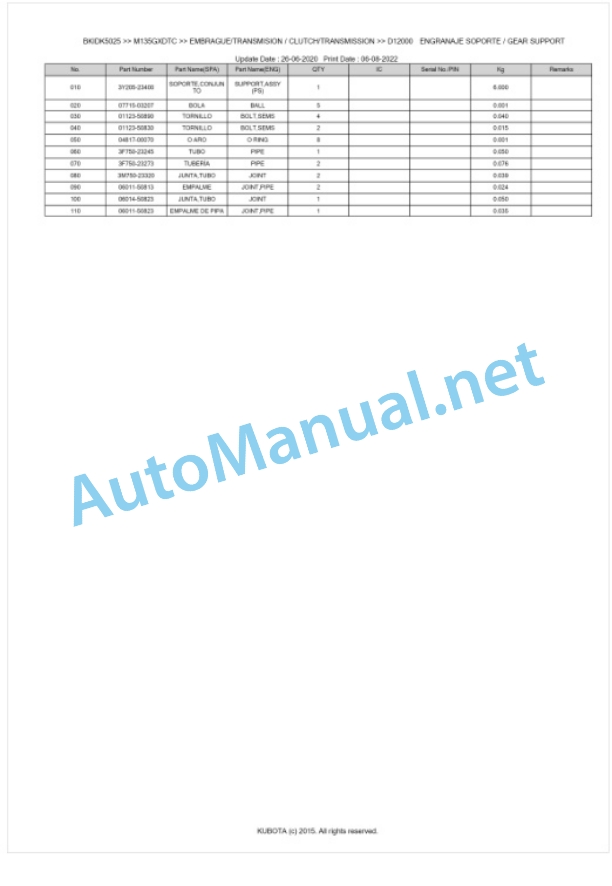 Kubota M135GX Parts Manual PDF BKIDK5025 3 Kubota M135GX Parts Manual PDF BKIDK5025-3