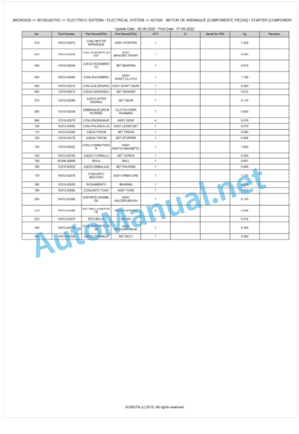 Kubota M135GX Parts Manual PDF BKIDK5026 2 Kubota M135GX Parts Manual PDF BKIDK5026-2