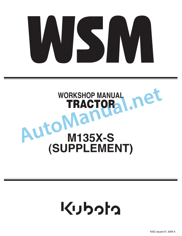 Kubota M135X-S Supplement Tractor Workshop Manual PDF