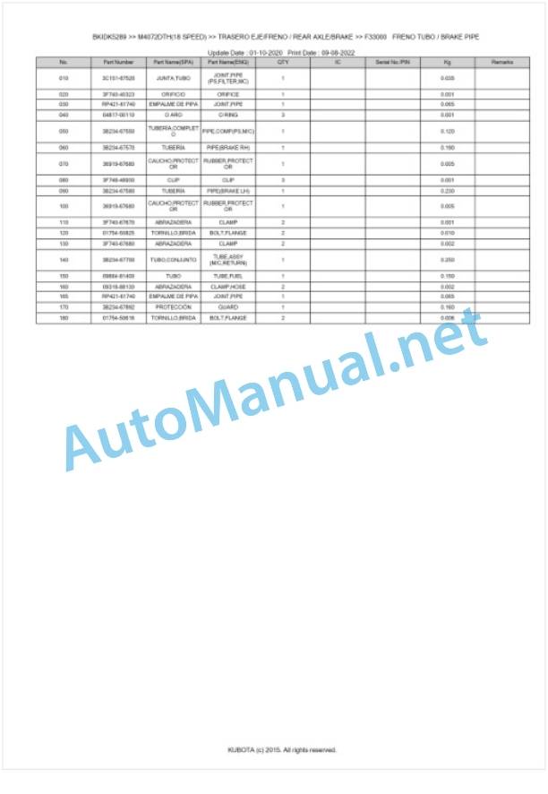 Kubota M4062, M4072 Parts Manual PDF BKIDK5289 4 Kubota M4062, M4072 Parts Manual PDF BKIDK5289-4