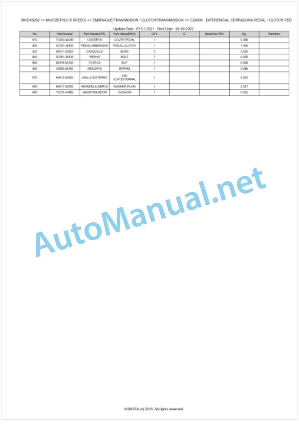 Kubota M4062, M4072 Parts Manual PDF BKIDK5292 3 Kubota M4062, M4072 Parts Manual PDF BKIDK5292-3