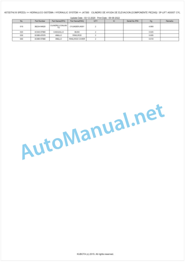 Kubota M4063, M4073 Parts Manual PDF BKIDK5431 5 Kubota M4063, M4073 Parts Manual PDF BKIDK5431-5