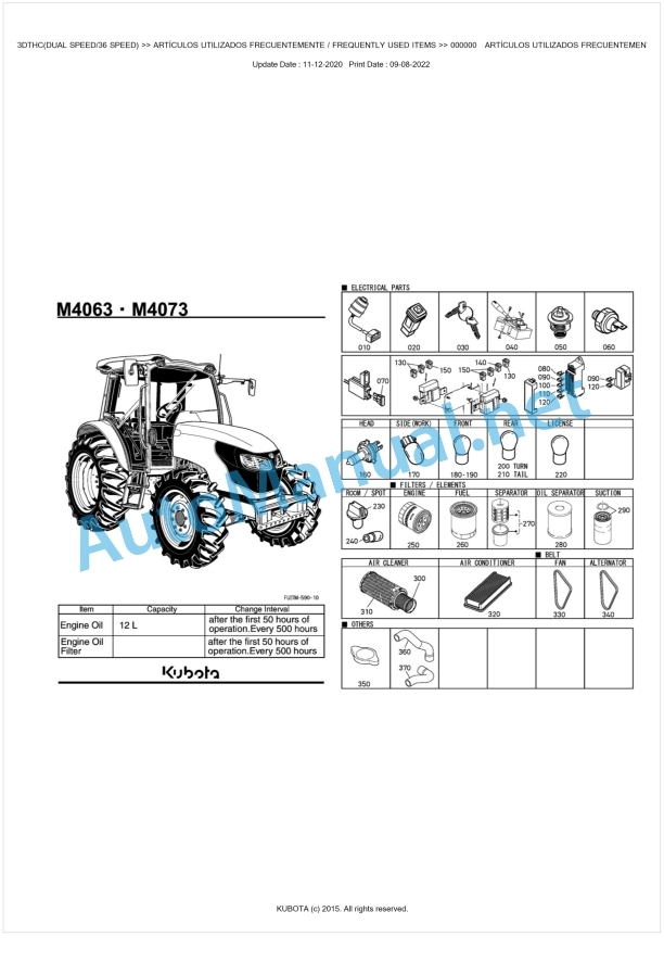 Kubota M4063, M4073 Parts Manual PDF BKIDK5435 1 Kubota M4063, M4073 Parts Manual PDF BKIDK5435