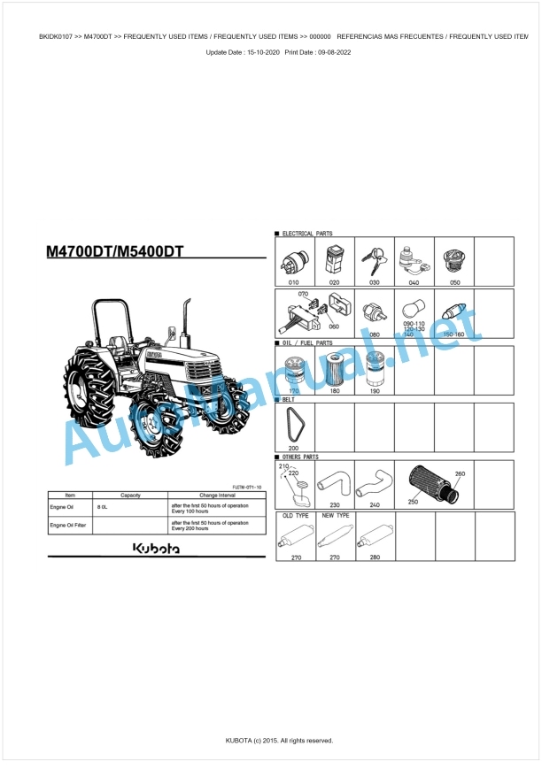 Kubota M4700DT, M5400DT Parts Manual PDF BKIDK0107 1 Kubota M4700DT, M5400DT Parts Manual PDF BKIDK0107